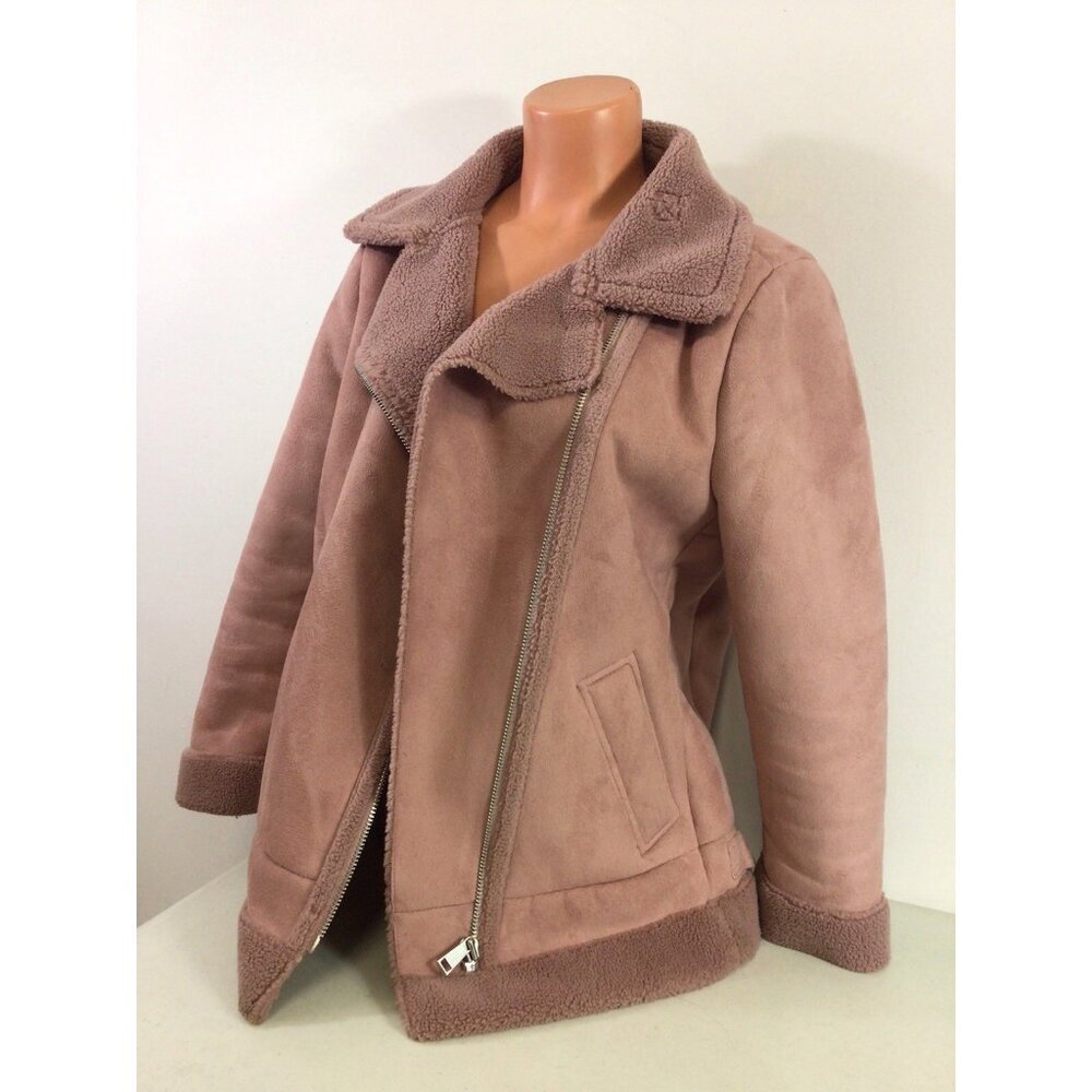 Ann Taylor Loft Coat Pink Soft Suede Jacket Womens Large New - Picture 7 of 9
